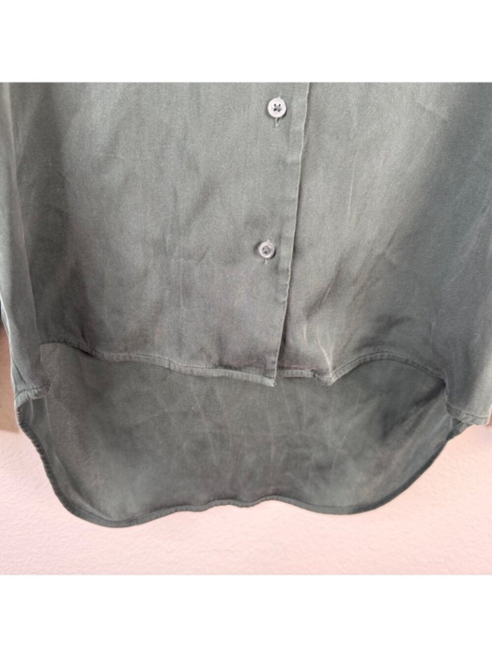 Quince Women's Forest Green Sz S Washable Stretch Silk Notch Collar Quiet Luxury - Picture 6 of 11